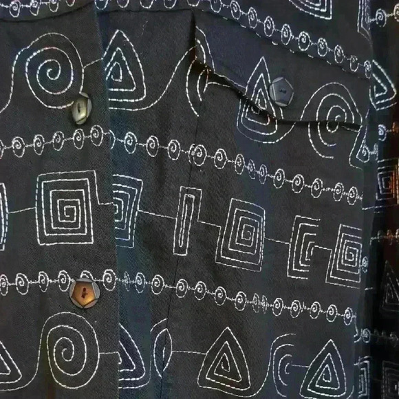 Christopher & Banks Black and White Button Down Shirt - Picture 4 of 7